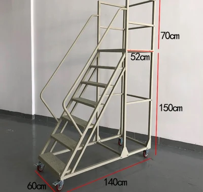 Warehouse Mobile Rolling Ladder Cart