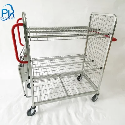 Moveable Warehouse Order Picking Trolley Logistic Step Ladder Cart